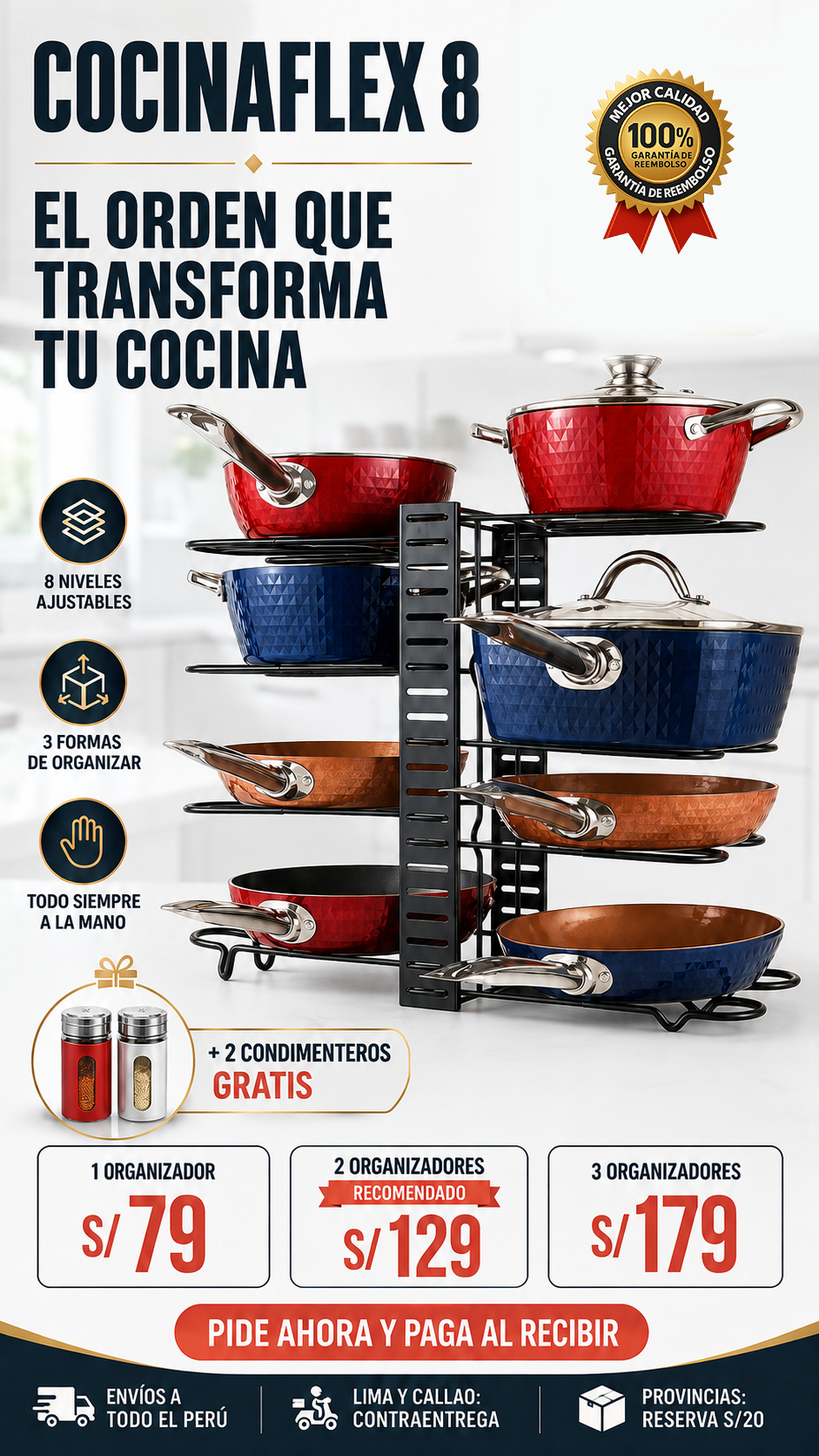 Organizador CocinaFlex 8 + 2 Condimenteros Gratis 🎁
