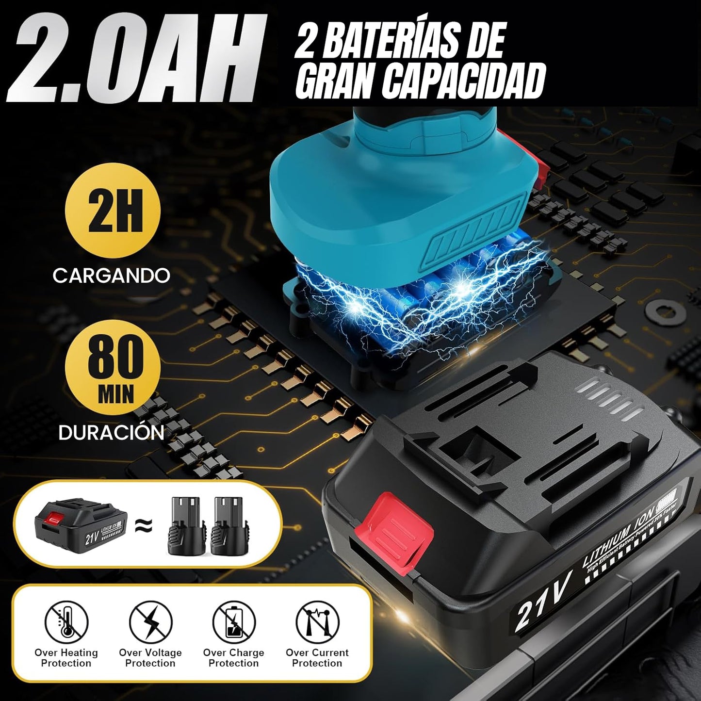 Pulidora Multiuso para Autos | 8 Velocidades, Doble Batería y Cargador