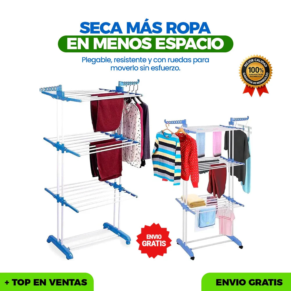 Tendedero De Ropa Plegable Con Ruedas ➕ Envío Gratis