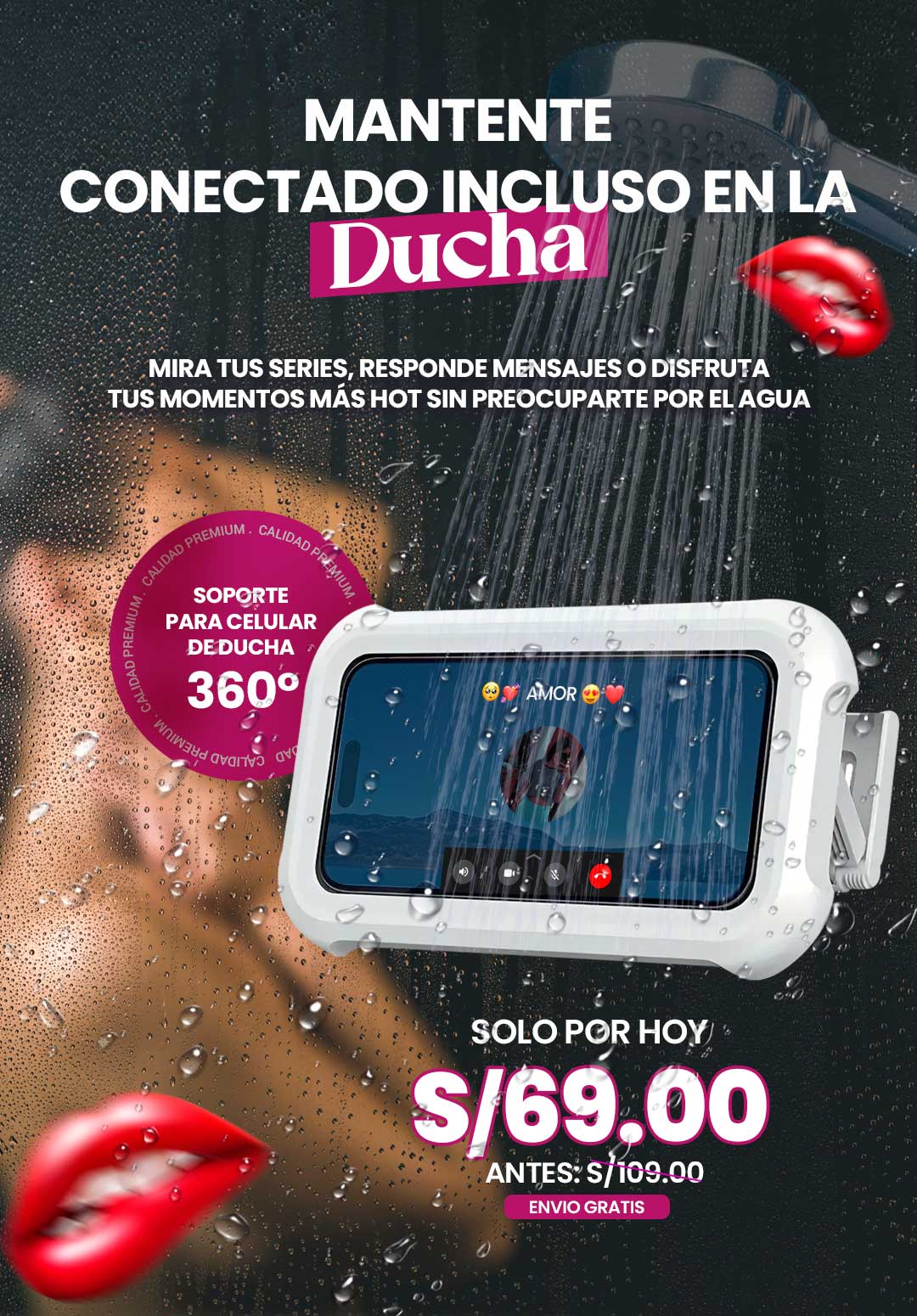 Soporte para teléfono impermeable para baño 360° - Tu mejor compañero en la ducha 🔥