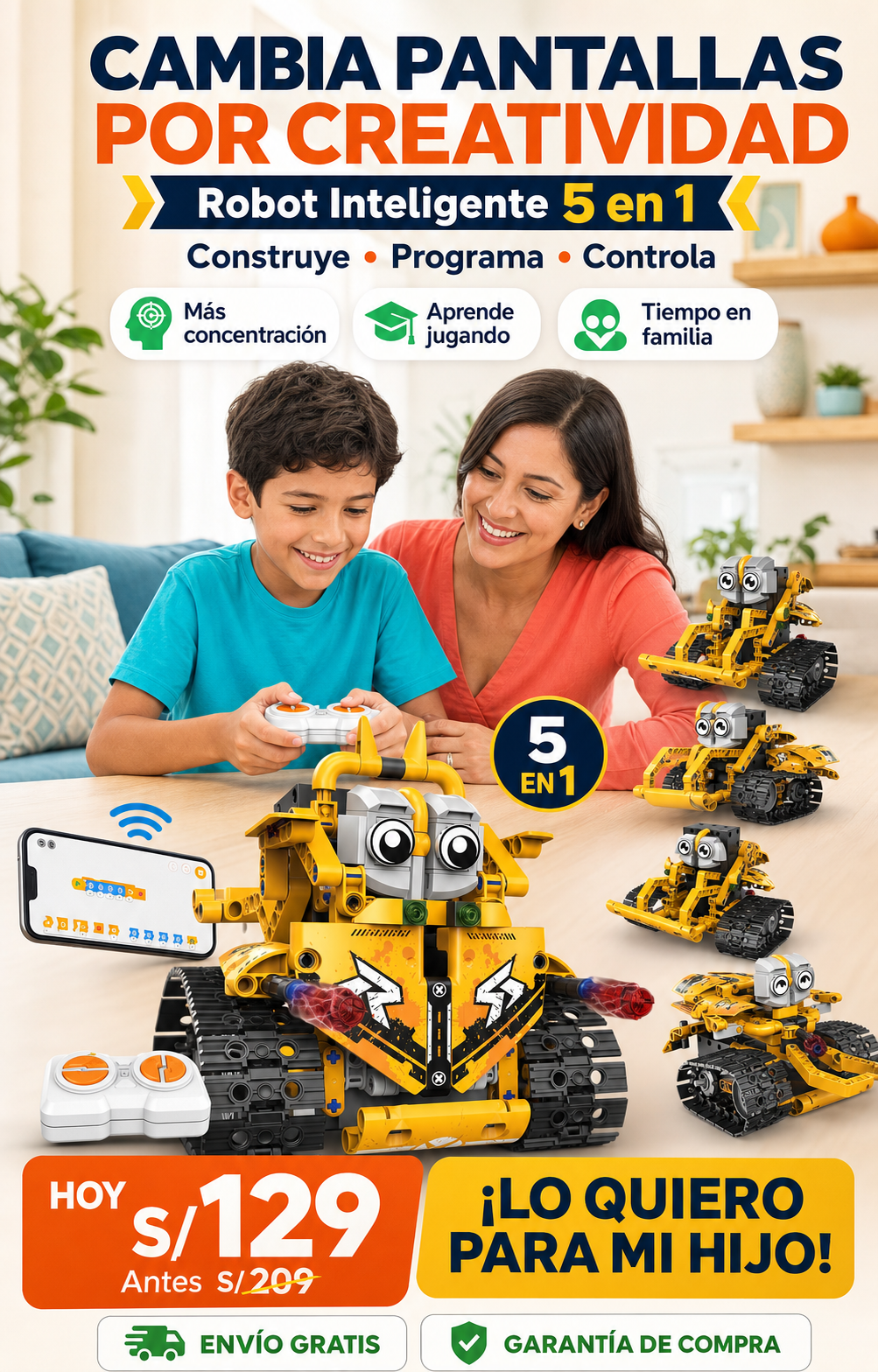 CreaBot: Kit de Construcción y Programación 5 en 1