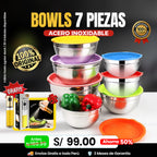 🥗 Set de 7 Bowls de Acero Inoxidable + Regalo 🎁