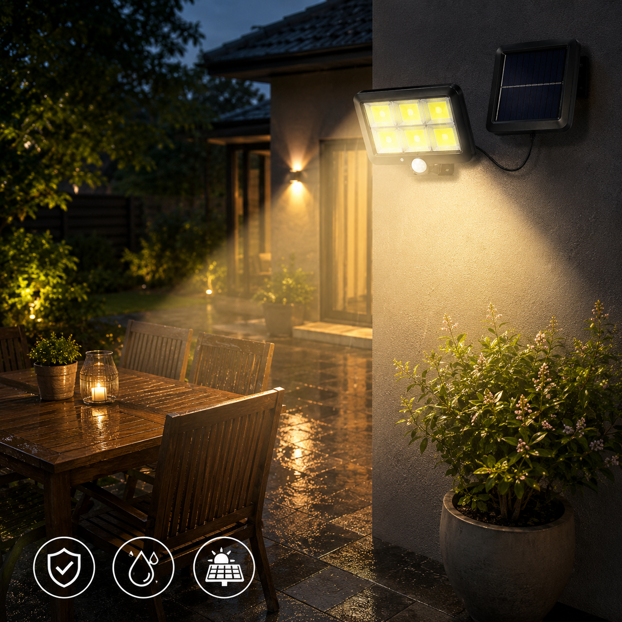 Lámpara Solar LED con Sensor para Exteriores