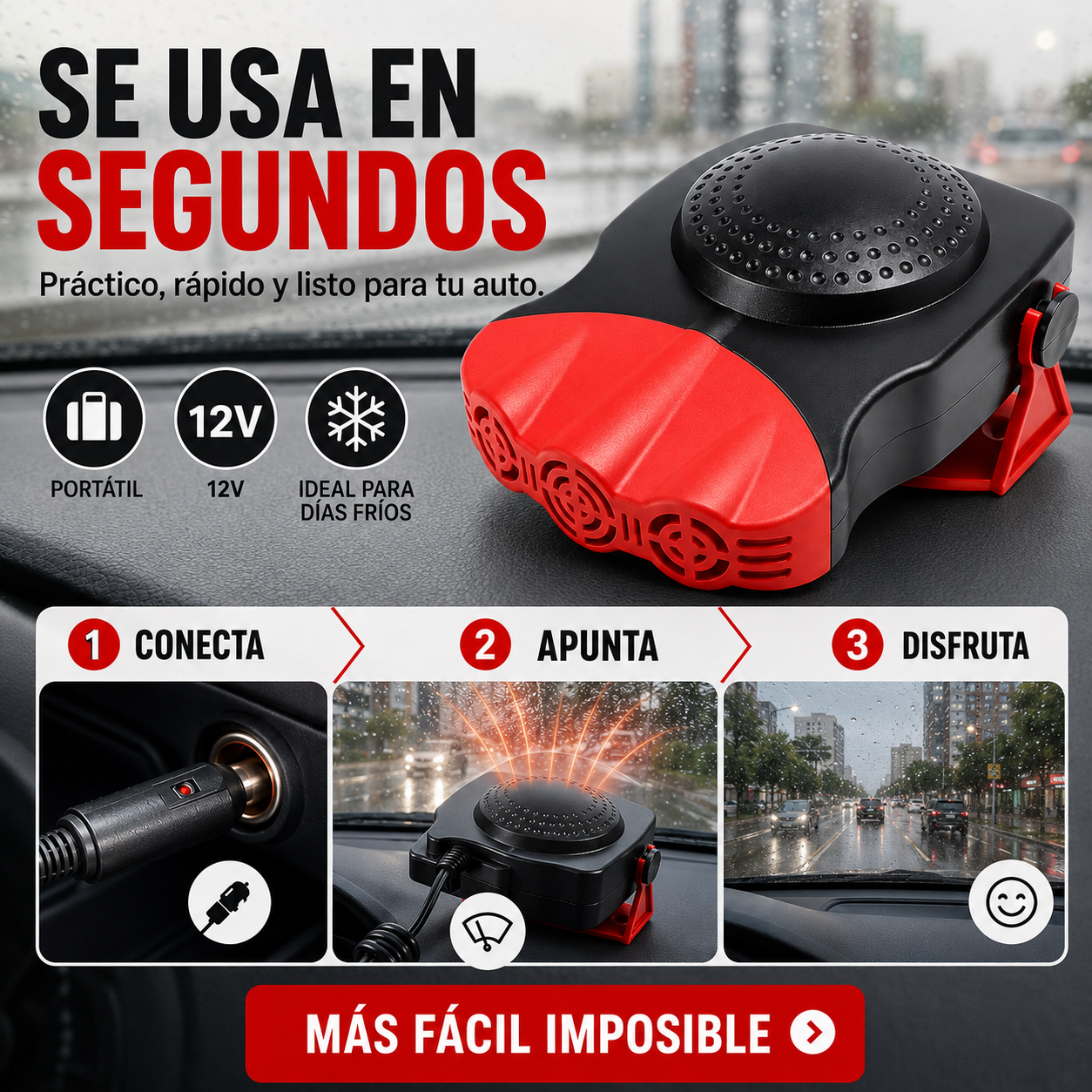 Calefactor De Auto 2 En 1 Ventilador Y Calefactor 200w