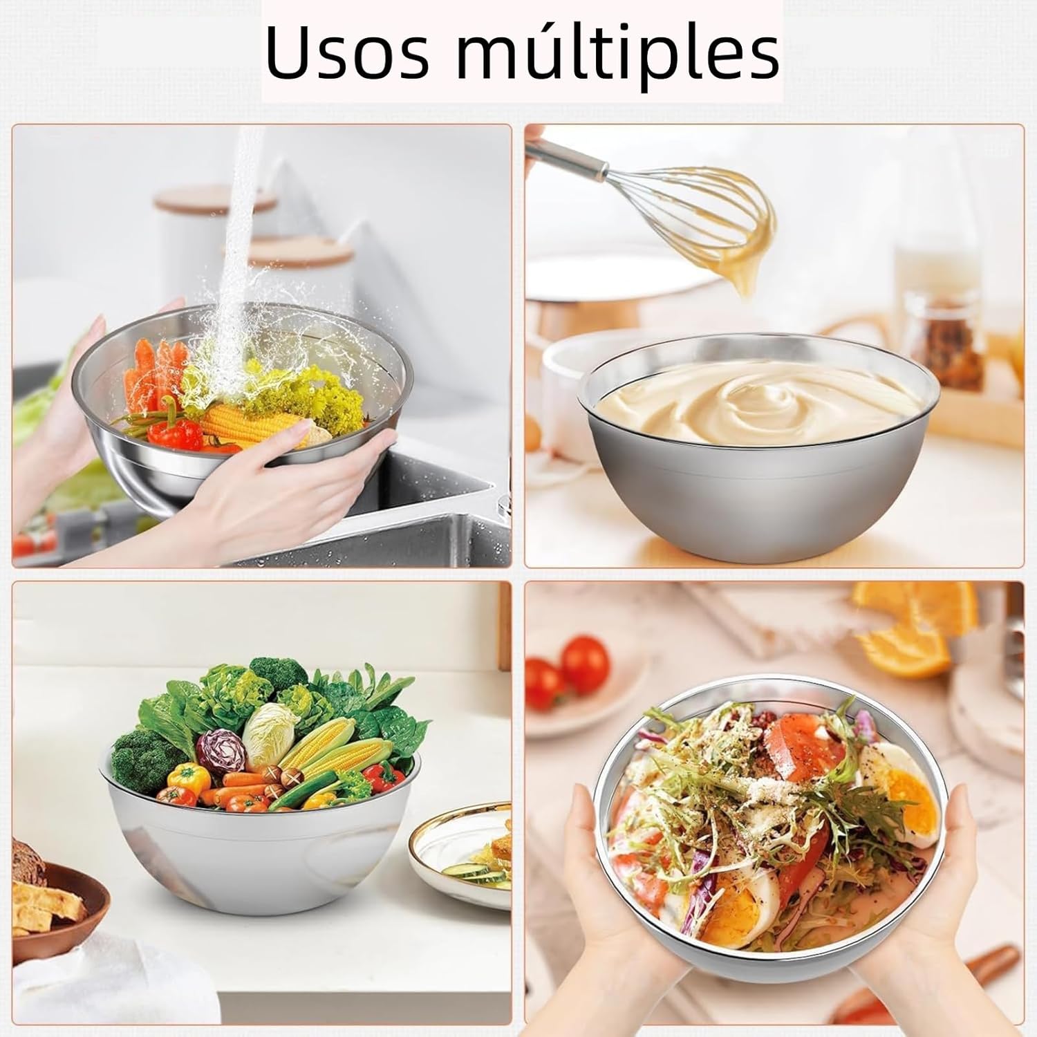 🥗 Set de 7 Bowls de Acero Inoxidable + Regalo 🎁