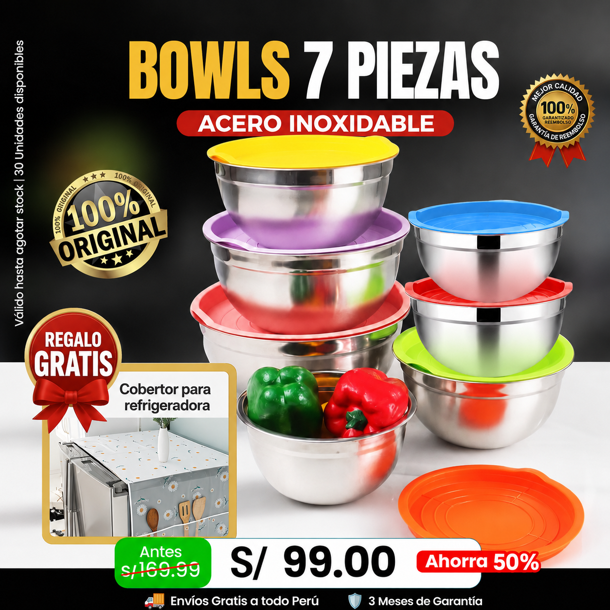 Set de 7 Bowls Acero Premium + Regalo 🎁