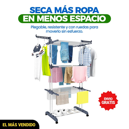 Tendedero De Ropa Plegable Con Ruedas ➕ Envío Gratis
