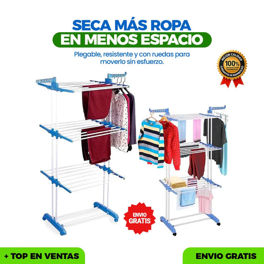 Tendedero De Ropa Plegable Con Ruedas ➕ Envío Gratis