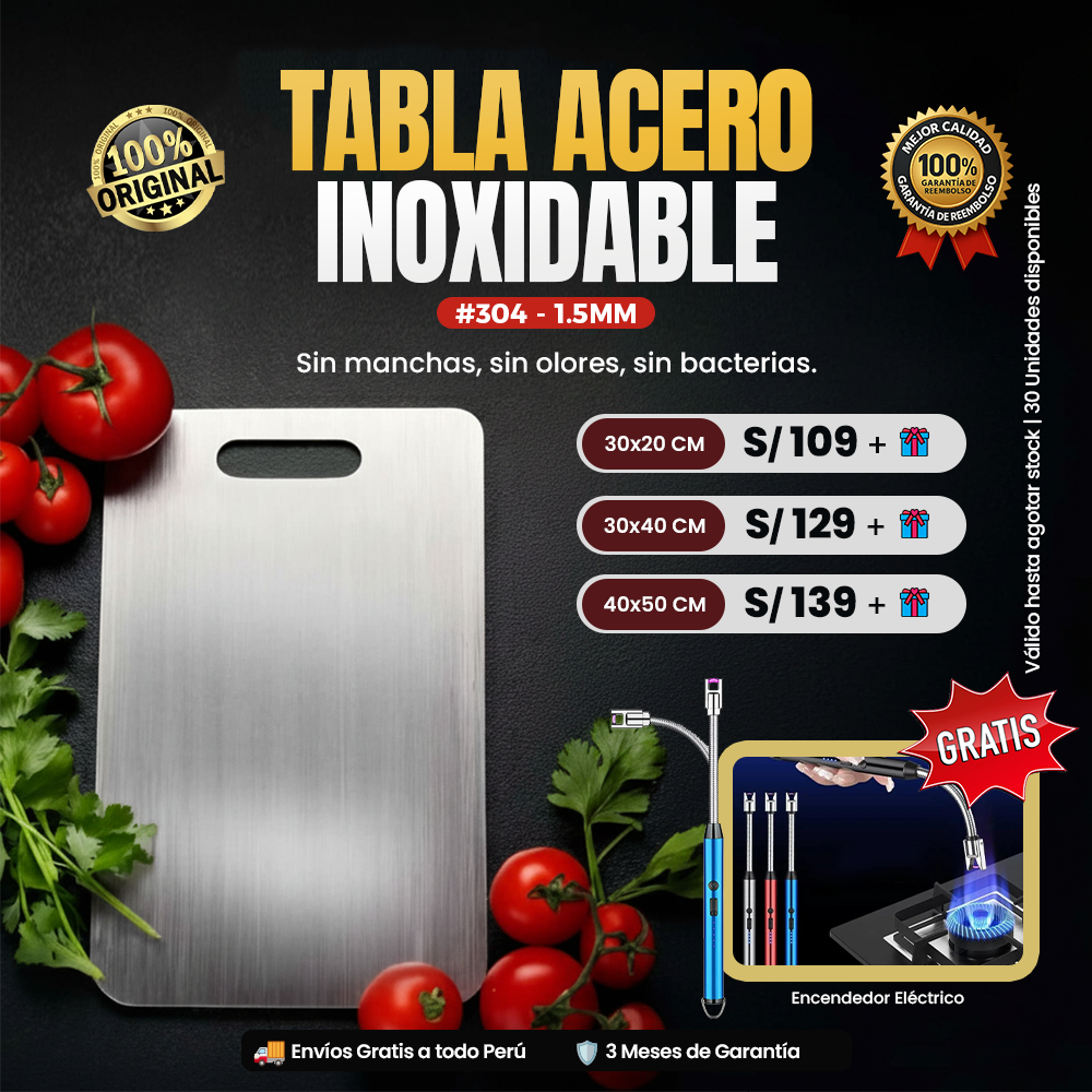 Tabla de Acero Inoxidable + Regalo 🎁
