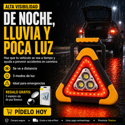 Triangulo de seguridad con panel solar + Regalo 🎁