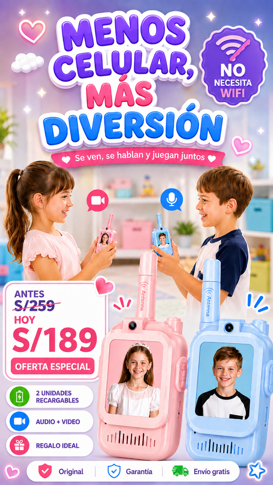 Walkie Talkie con cámara para niños — Pack x2