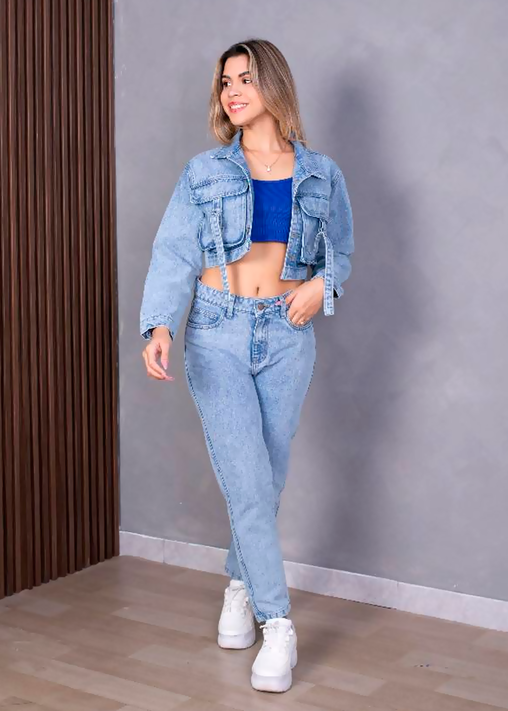 Conjunto Jeans Mujer Nova Cargo - Hielo