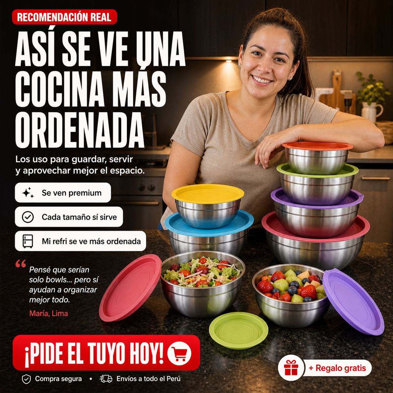 Set de 7 Bowls Acero Premium + Regalo 🎁