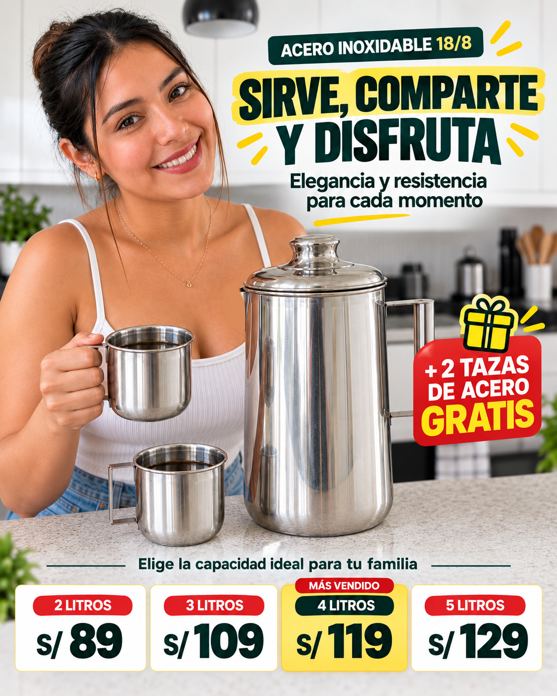 Jarra Premium — Edición Especial con 2 Tazas de Acero Gratis 🎁