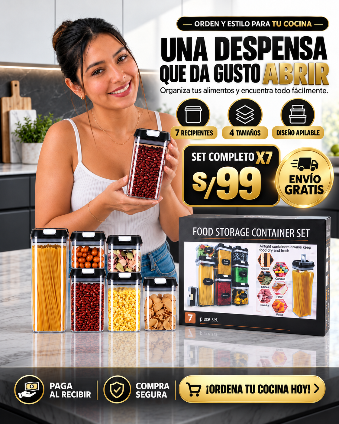 OrdenaPro 7™ | Set de 7 recipientes organizadores