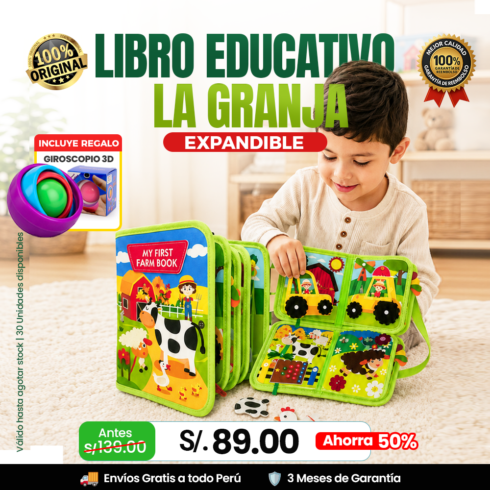 Libro educativo la granja + Regalo 🎁