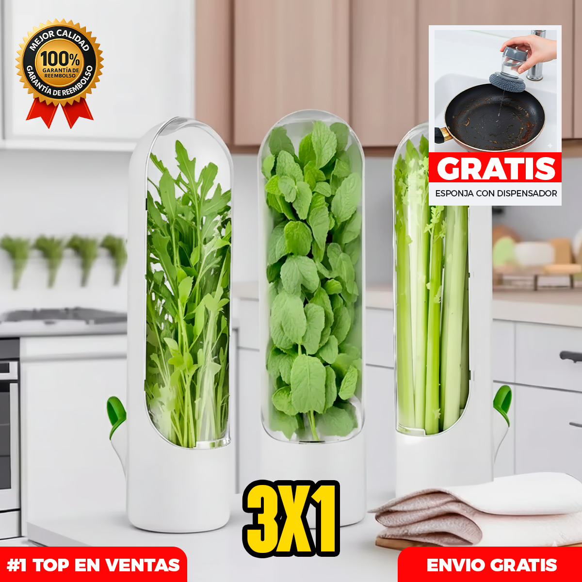 3x1 CONSERVADOR DE VEGETALES + REGALO 🎁