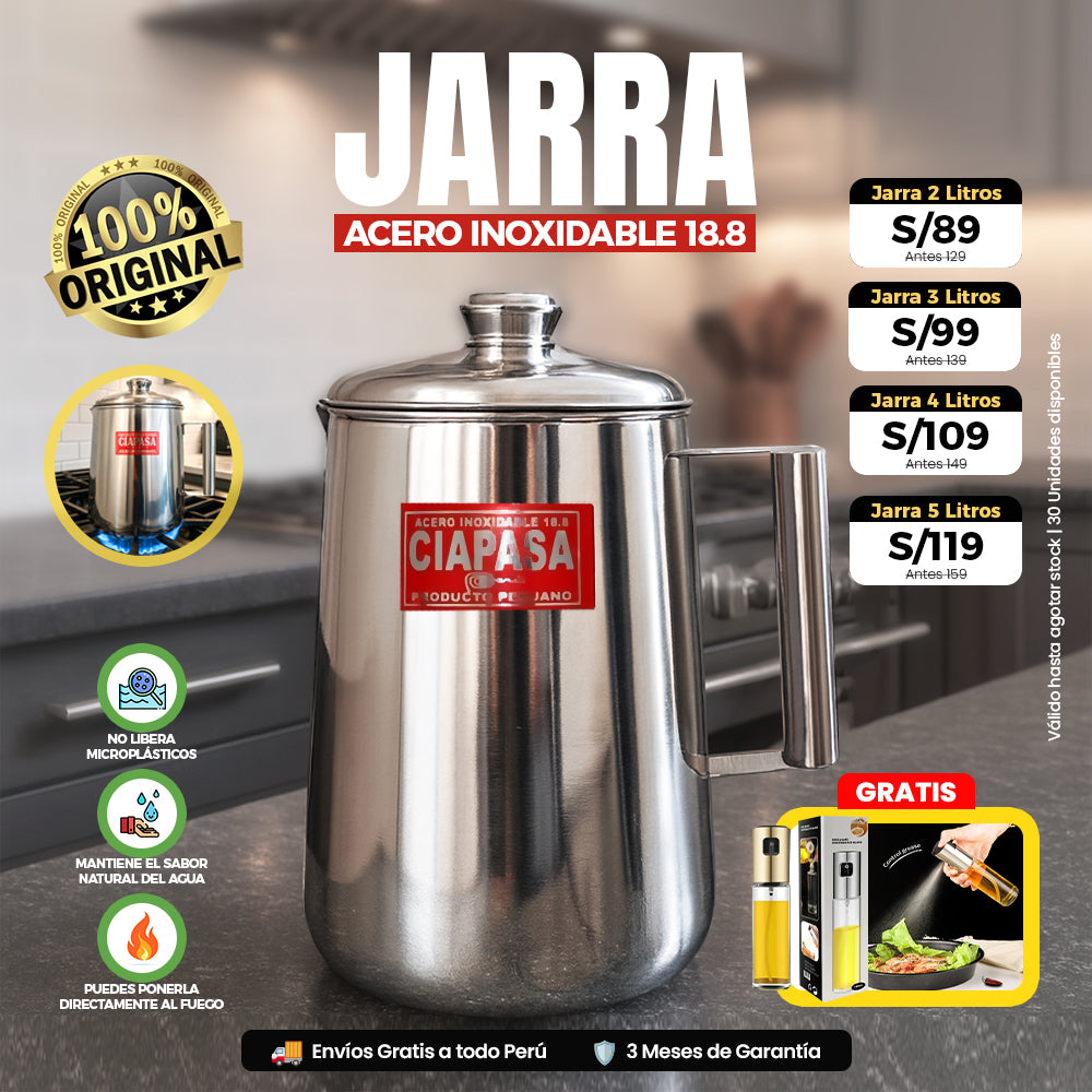 Agua más pura, sin olores ni químicos | Acero Inoxidable 18.8