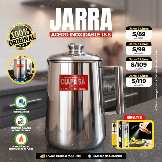 Agua más pura, sin olores ni químicos | Acero Inoxidable 18.8